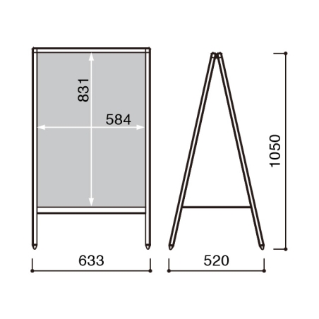 A1サイズ（両面仕様）の寸法図